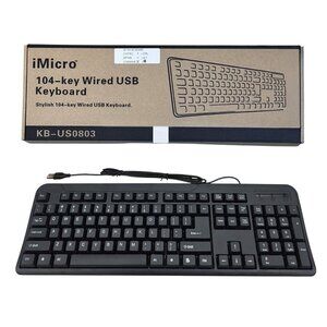 iMicro KB-US0803 104-Key Wired USB Keyboard Black Standard Full Size - NEW